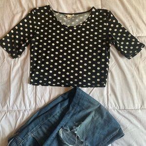Polka Dot Crop Top 🖤